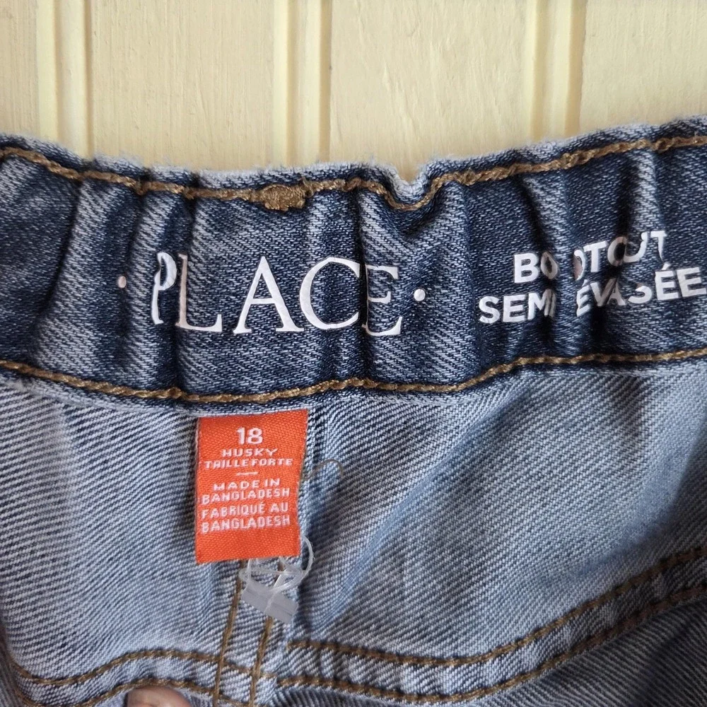 PLACE Jeans Boys 18 Husky Blue Bootcut Adjustable Waist Relaxed Denim Casual